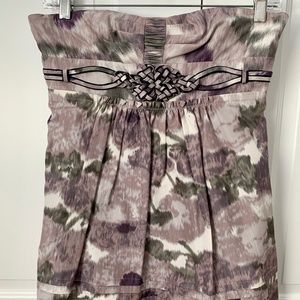 BCBG MAXAZRIA Purple Printed Strapless Dress